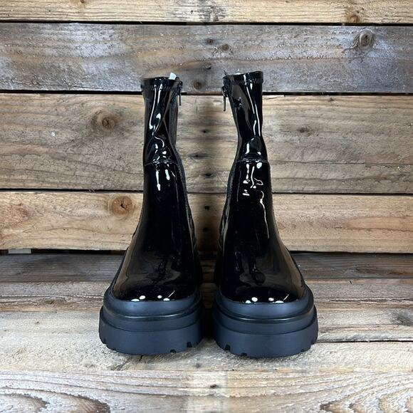 Aldo Bigshot Flat Sock Platform Boots - Black Patent  - 7 - New without box - Picture 2 of 9